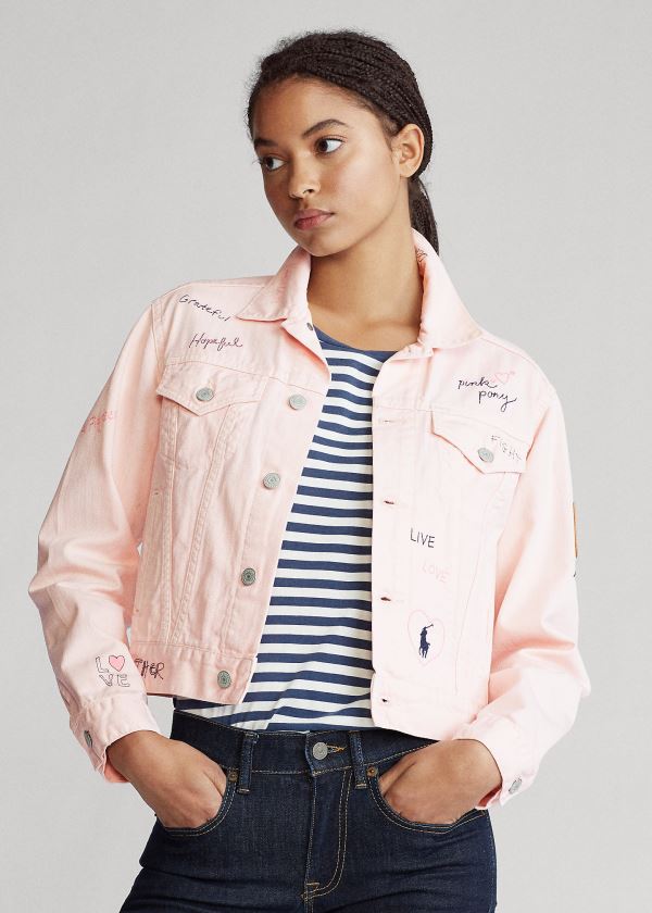 Women's Ralph Lauren Pink Pony Trucker Denim Jacket | 685923MWF